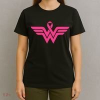 Breast Cancer Superhero Ribbon Logo T-Shirt thumb 4