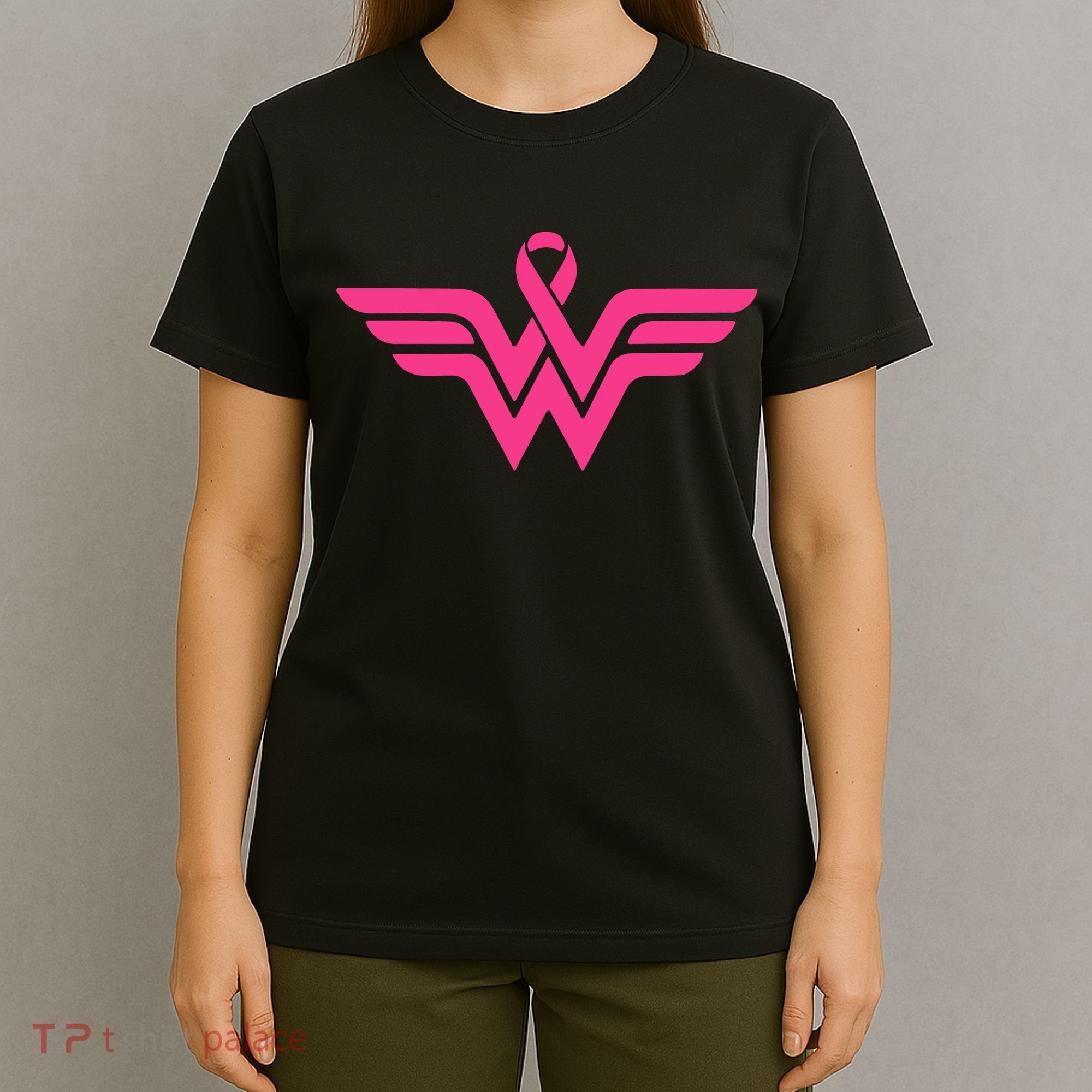 Breast Cancer Superhero Ribbon Logo T-Shirt