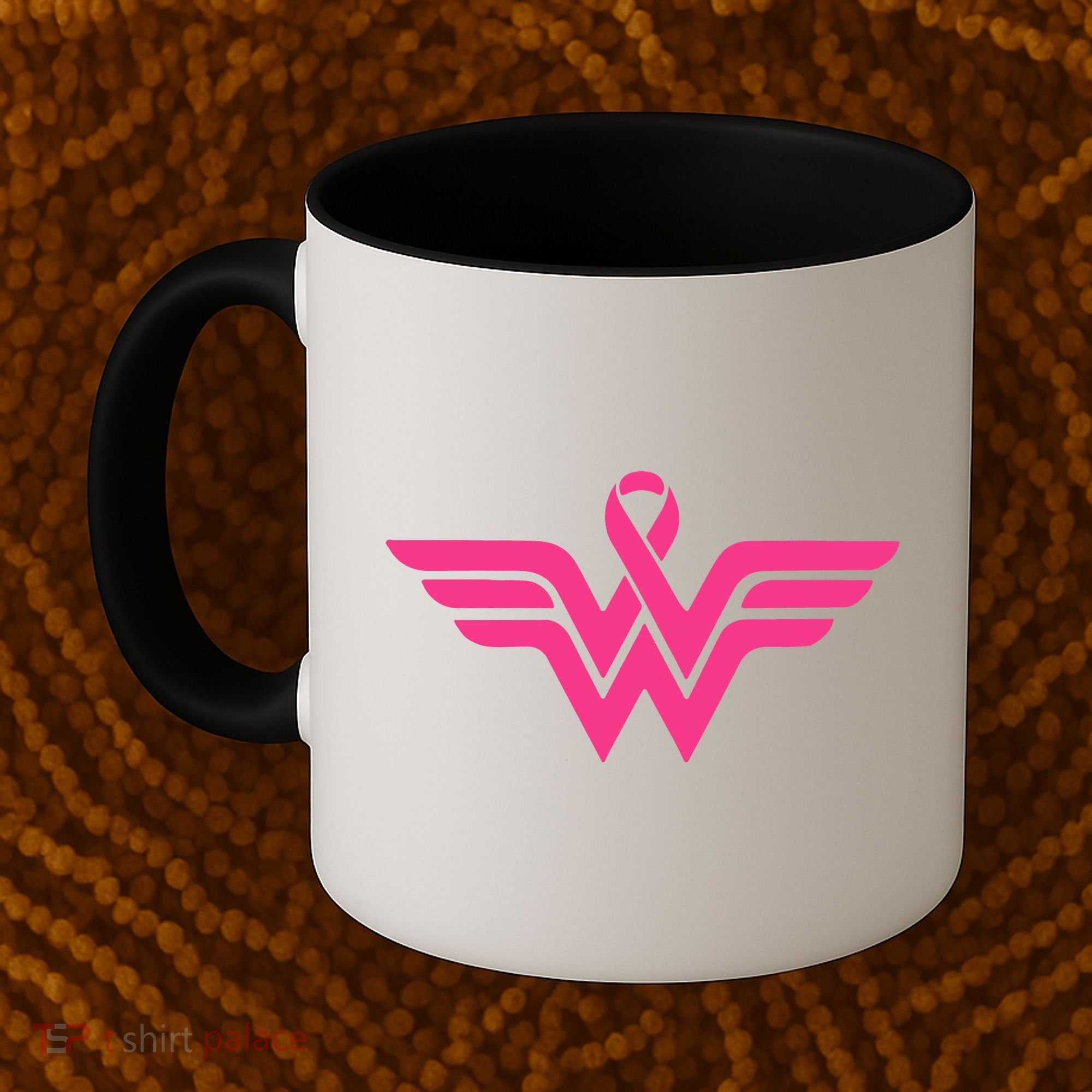 Breast Cancer Superhero Ribbon Logo Coffee Mug