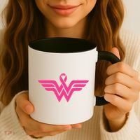 Breast Cancer Superhero Ribbon Logo Coffee Mug thumb 3