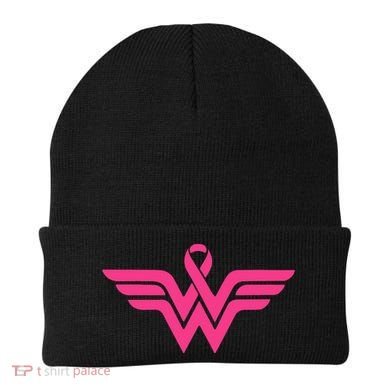 Breast Cancer Superhero Ribbon Logo Beanie
