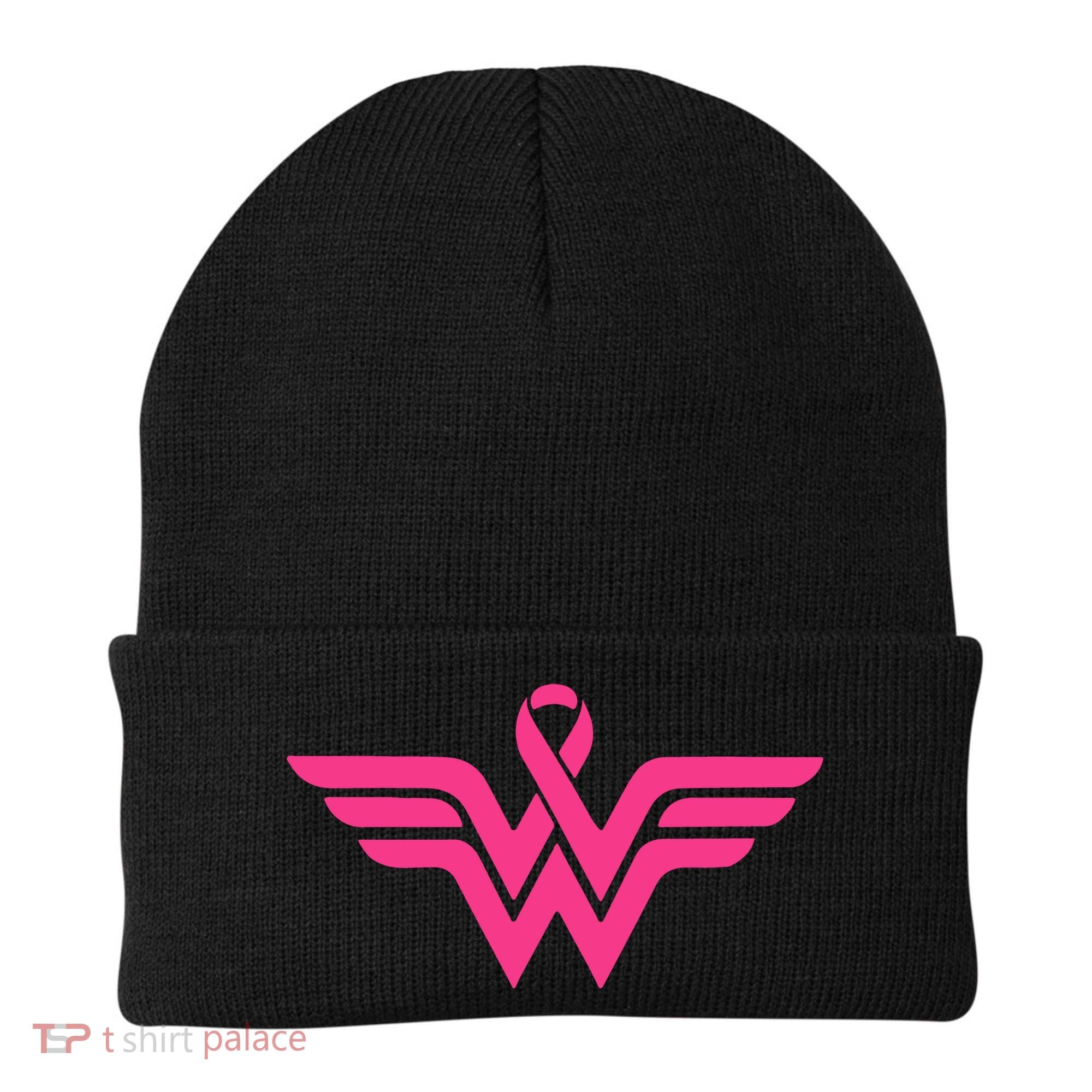 Breast Cancer Superhero Ribbon Logo Beanie