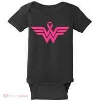 Breast Cancer Superhero Ribbon Logo Baby Bodysuit thumb 0