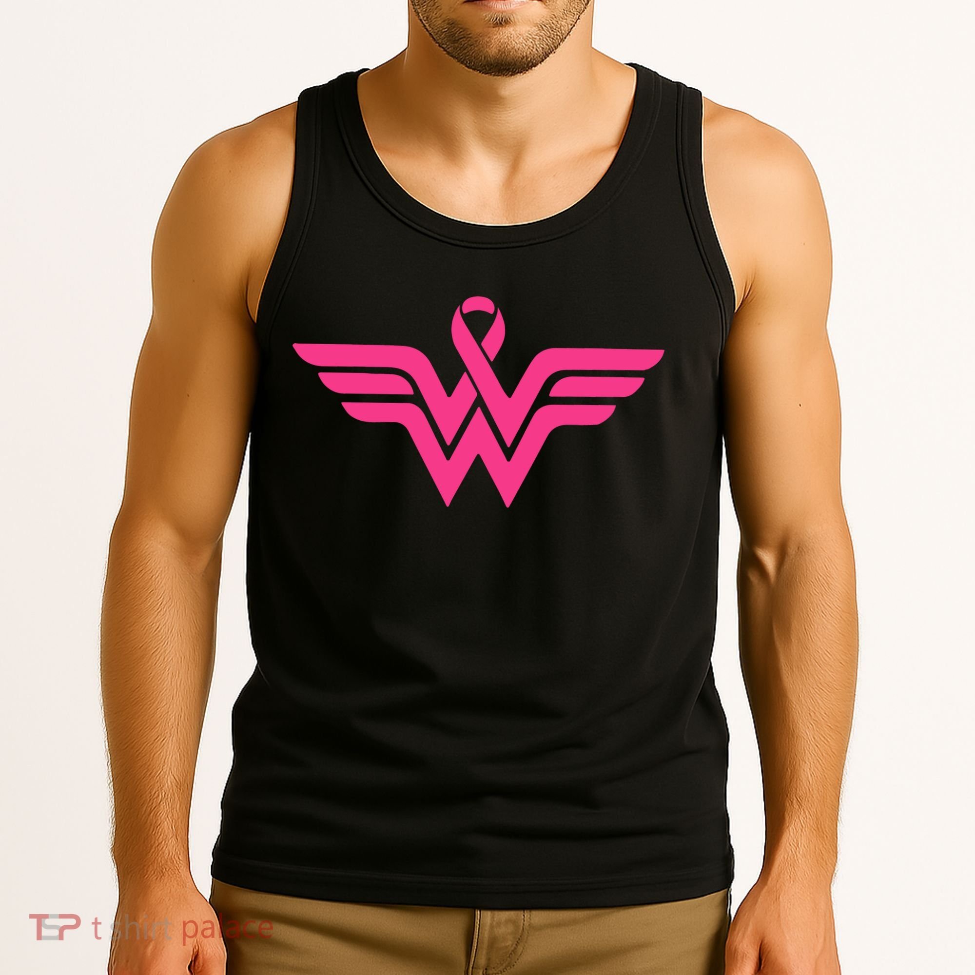 Breast Cancer Superhero Ribbon Logo Tank Top