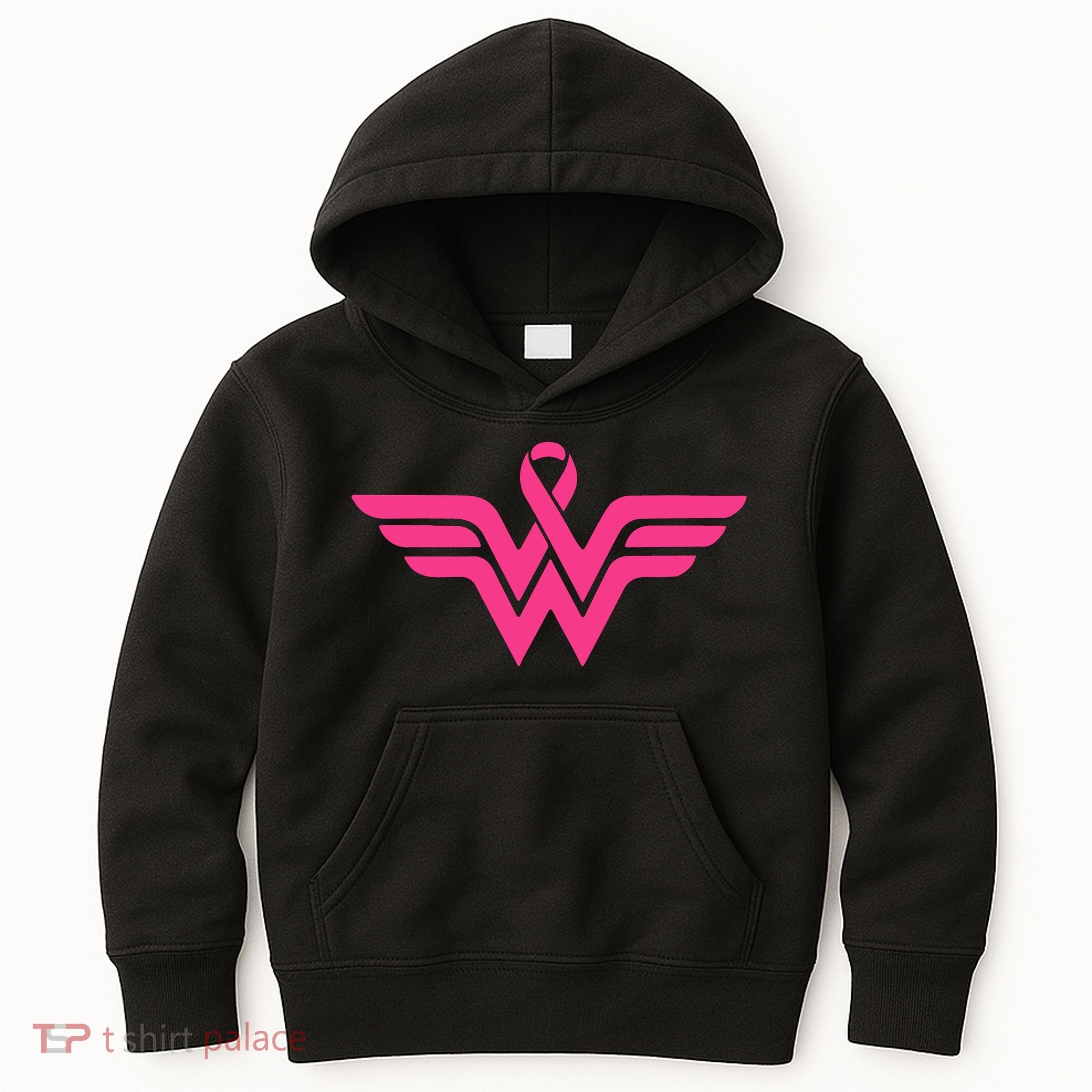 Breast Cancer Superhero Ribbon Logo Kids Hoodie