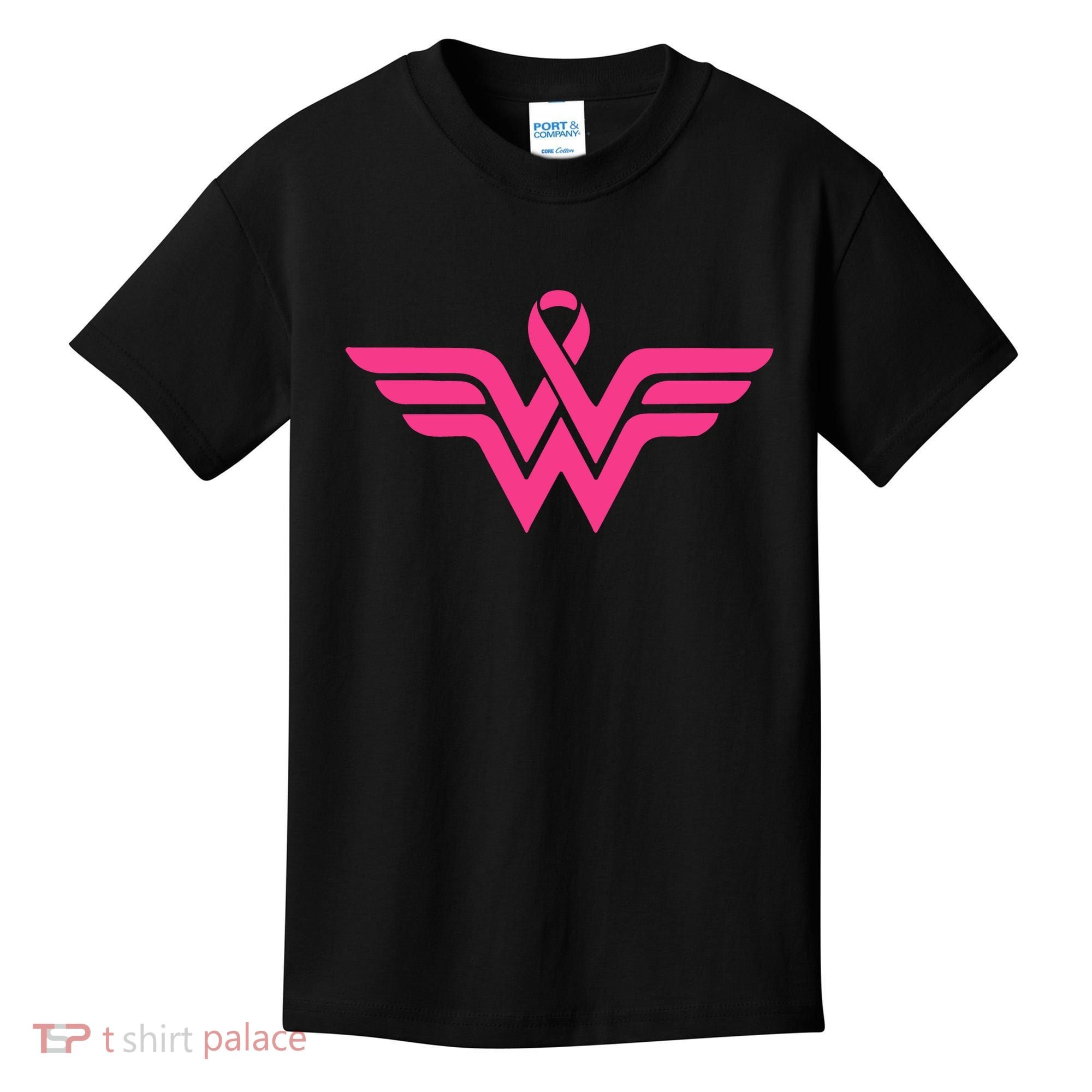 Breast Cancer Superhero Ribbon Logo Kids T-Shirt