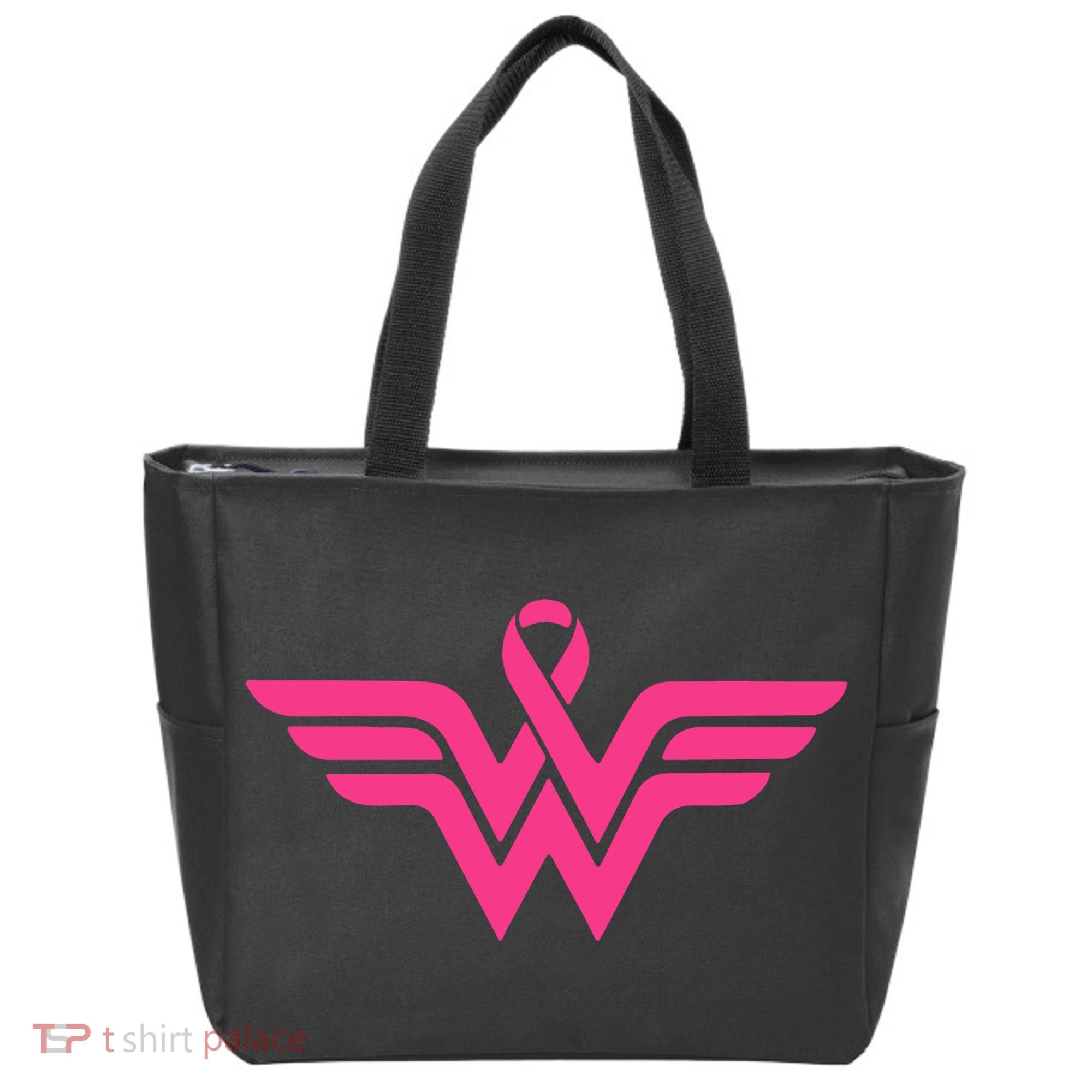 Breast Cancer Superhero Ribbon Logo Tote Bag