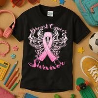 Breast Cancer Survivor Awareness Kids T-Shirt thumb 3