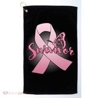 Breast Cancer Survivor Butterfly Golf Towel thumb 0