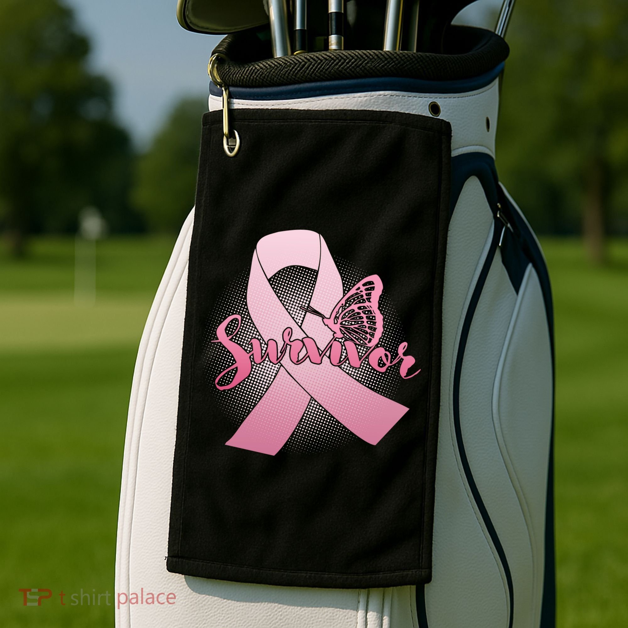 Breast Cancer Survivor Butterfly Golf Towel