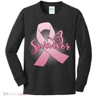 Breast Cancer Survivor Butterfly Kids Long Sleeve Shirt