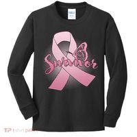 Breast Cancer Survivor Butterfly Kids Long Sleeve Shirt thumb 0