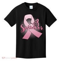Breast Cancer Survivor Butterfly Kids T-Shirt thumb 0
