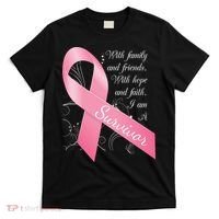 Breast Cancer Survivor Family Friends Hope Faith T-Shirt thumb 0