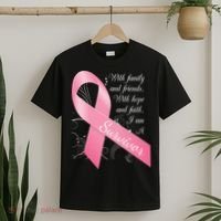 Breast Cancer Survivor Family Friends Hope Faith T-Shirt thumb 2
