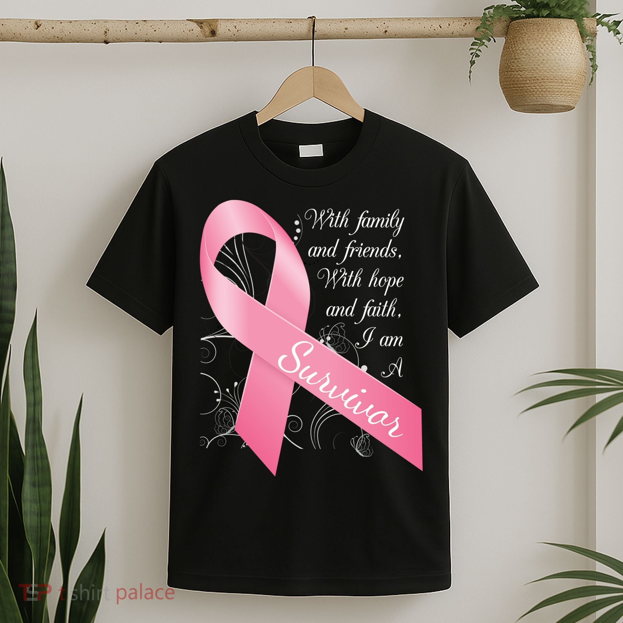 Breast Cancer Survivor Family Friends Hope Faith T-Shirt