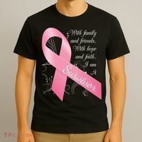 Breast Cancer Survivor Family Friends Hope Faith T-Shirt thumb 3