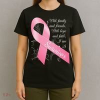 Breast Cancer Survivor Family Friends Hope Faith T-Shirt thumb 4