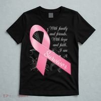 Breast Cancer Survivor Family Friends Hope Faith T-Shirt thumb 5