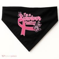 Breast Cancer Survivor Fighter Warrior Butterflies USA-Made Doggie Bandana thumb 0