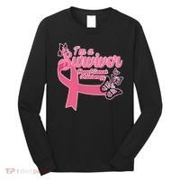 Breast Cancer Survivor Fighter Warrior Butterflies Long Sleeve Shirt thumb 0