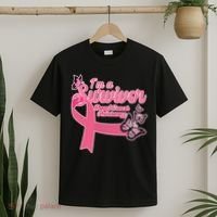 Breast Cancer Survivor Fighter Warrior Butterflies T-Shirt thumb 2