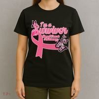Breast Cancer Survivor Fighter Warrior Butterflies T-Shirt thumb 4