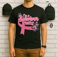 Breast Cancer Survivor Fighter Warrior Butterflies T-Shirt thumb 6