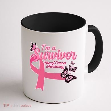Breast Cancer Survivor Fighter Warrior Butterflies Coffee Mug back