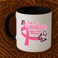 Breast Cancer Survivor Fighter Warrior Butterflies Coffee Mug thumb 2