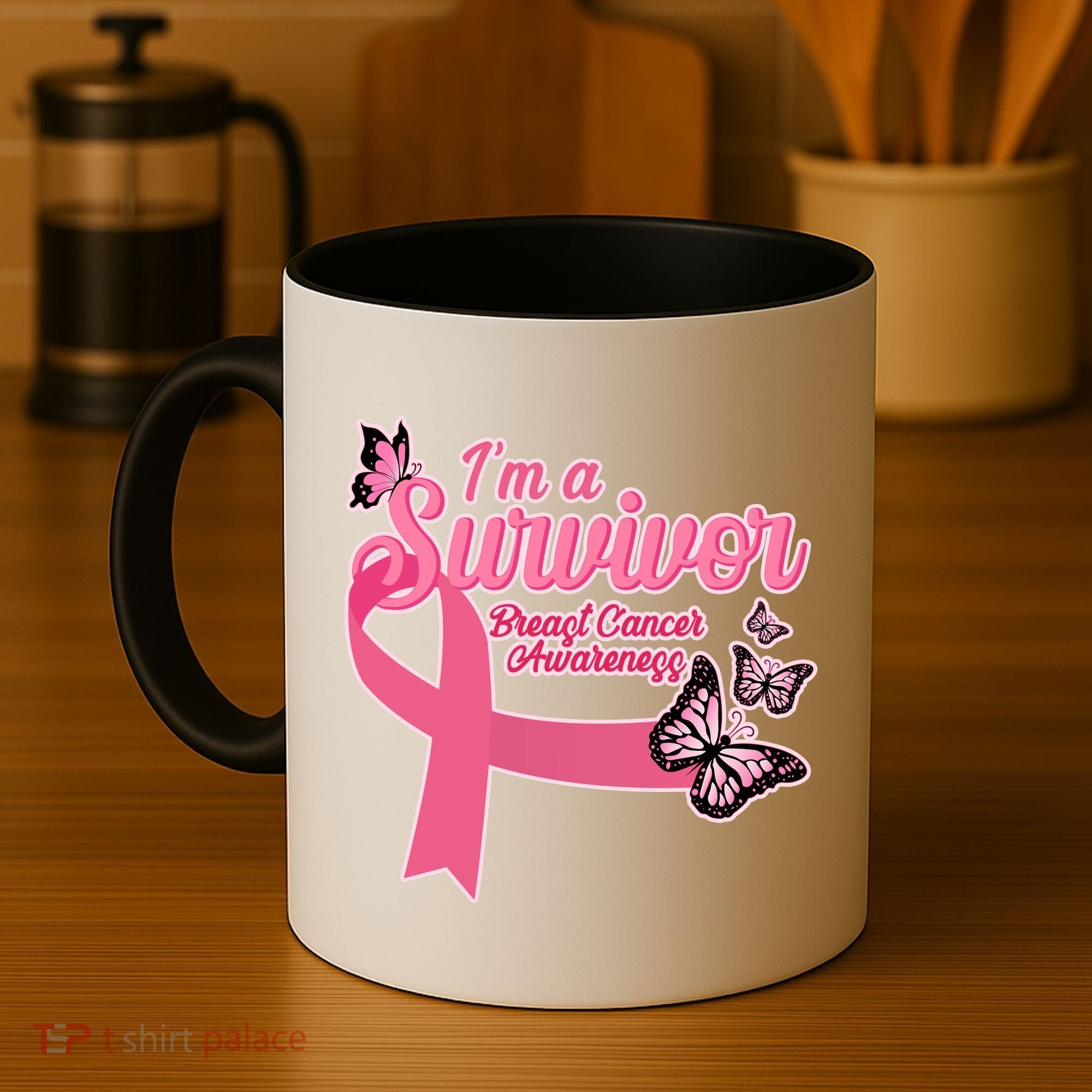 Breast Cancer Survivor Fighter Warrior Butterflies Coffee Mug