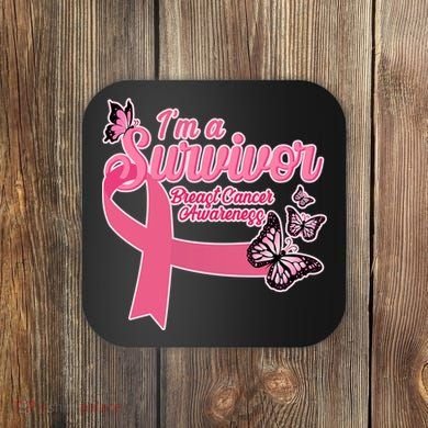 Breast Cancer Survivor Fighter Warrior Butterflies Coaster