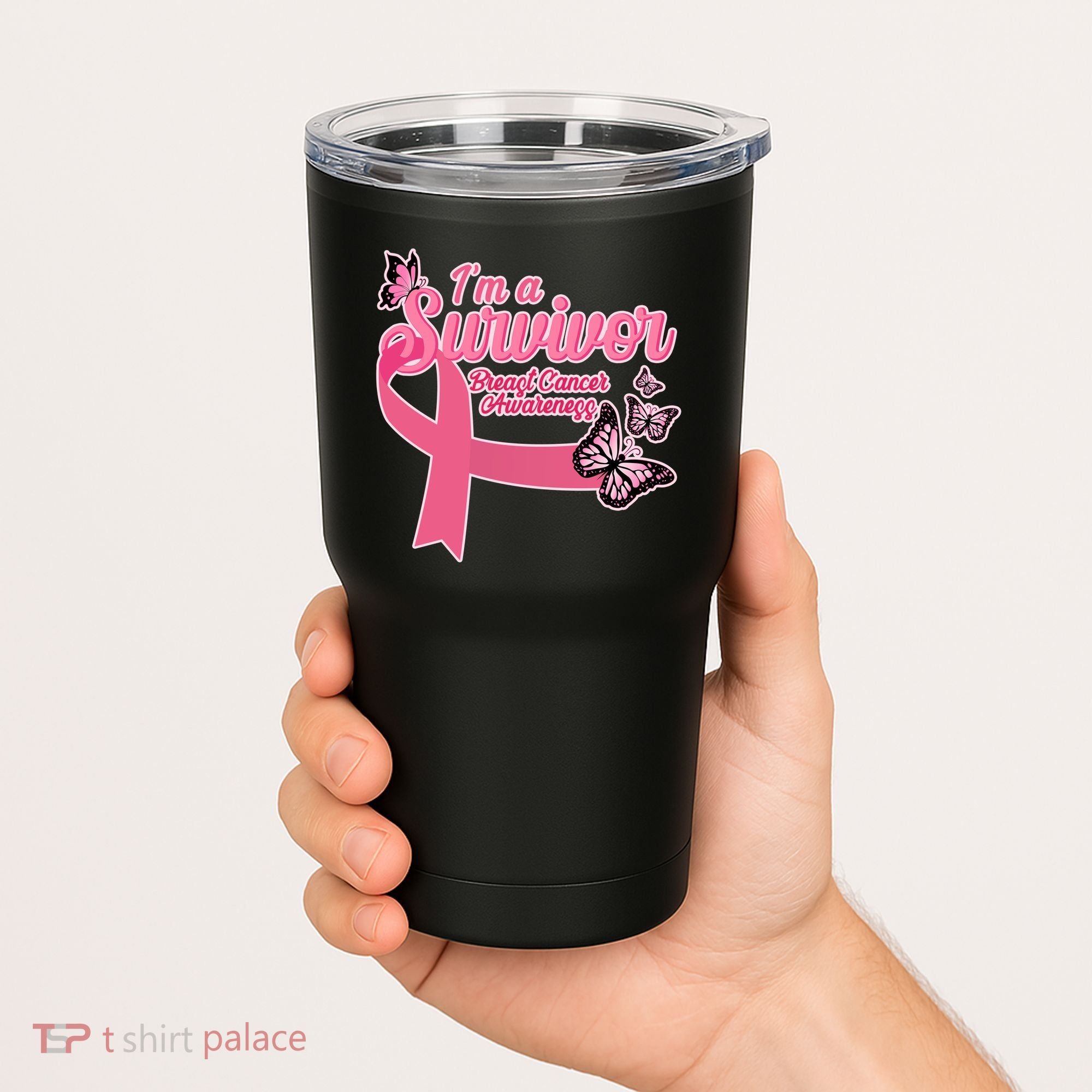 Breast Cancer Survivor Fighter Warrior Butterflies Tumbler
