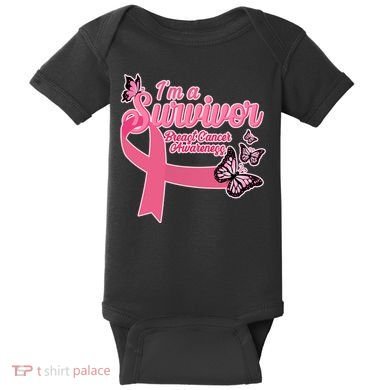 Breast Cancer Survivor Fighter Warrior Butterflies Baby Bodysuit