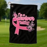 Breast Cancer Survivor Fighter Warrior Butterflies Golf Towel thumb 1