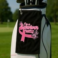 Breast Cancer Survivor Fighter Warrior Butterflies Golf Towel thumb 2