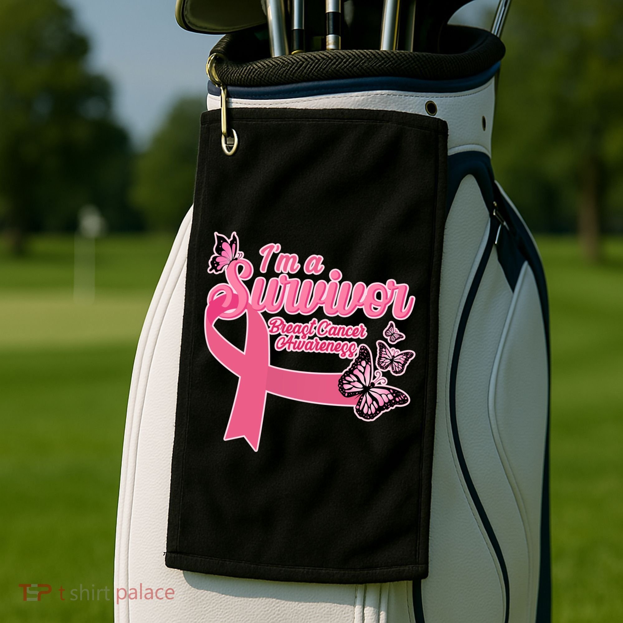 Breast Cancer Survivor Fighter Warrior Butterflies Golf Towel