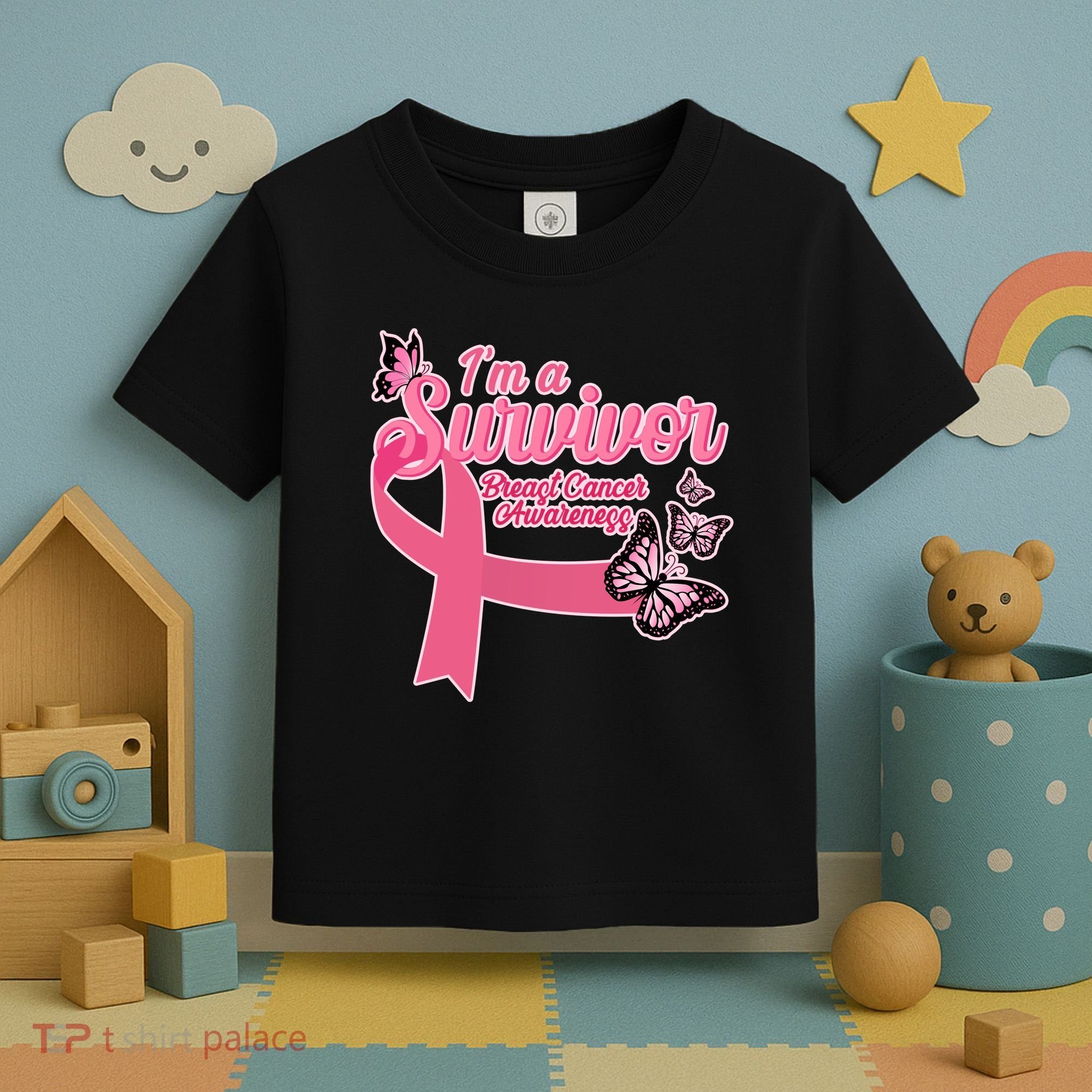 Breast Cancer Survivor Fighter Warrior Butterflies Toddler T-Shirt
