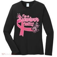 Breast Cancer Survivor Fighter Warrior Butterflies Women's Long Sleeve Shirt thumb 0