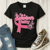 Breast Cancer Survivor Fighter Warrior Butterflies Women's T-Shirt thumb 3