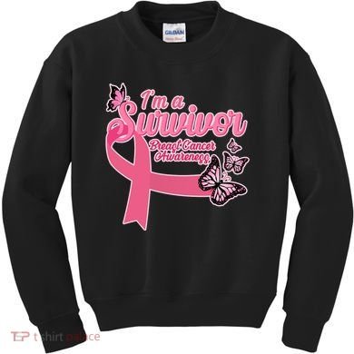 Breast Cancer Survivor Fighter Warrior Butterflies Kids Sweatshirt