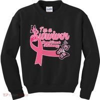 Breast Cancer Survivor Fighter Warrior Butterflies Kids Sweatshirt thumb 0