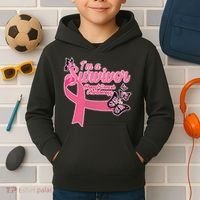 Breast Cancer Survivor Fighter Warrior Butterflies Kids Hoodie thumb 2