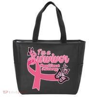 Breast Cancer Survivor Fighter Warrior Butterflies Tote Bag thumb 0
