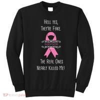 Breast Cancer Survivor Hell Yes They're Fake Sweatshirt thumb 0