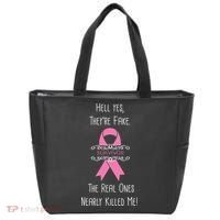 Breast Cancer Survivor Hell Yes They're Fake Tote Bag thumb 0