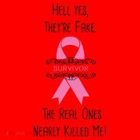 Breast Cancer Survivor Hell Yes They're Fake Santa Hat thumb 1