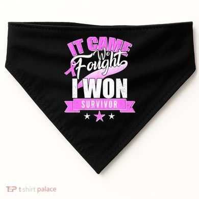 Breast Cancer Survivor It Came We Fought I Won USA-Made Doggie Bandana