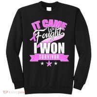 Breast Cancer Survivor It Came We Fought I Won Sweatshirt thumb 0