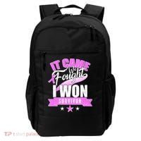 Breast Cancer Survivor It Came We Fought I Won Backpack thumb 0